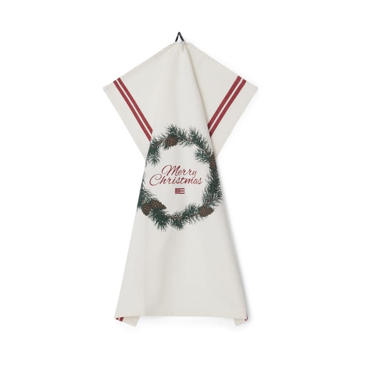 Merry Christmas Org Cotton kökshandduk 50x70 cm - White-red-green - Lexington