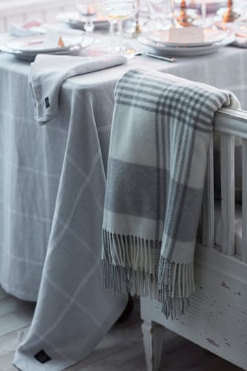 Pepita Check Cotton Linen bordsduk 180x180 cm - White-light gray - Lexington