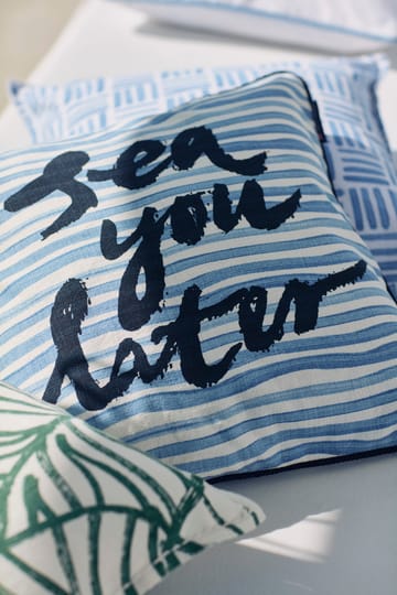 Sea You Later Cotton Canvas kuddfodral 50x50 cm - White-blue - Lexington