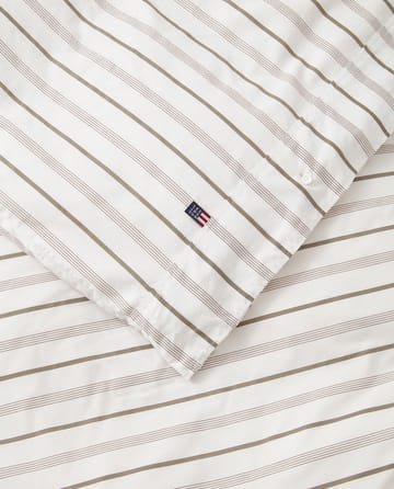 Striped Cotton Poplin bäddset 150x210 cm - White - Lexington