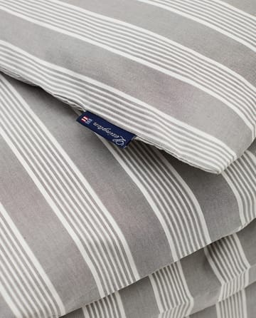 Striped Lyocell Cotton påslakan 150x210 cm - Gray-white - Lexington