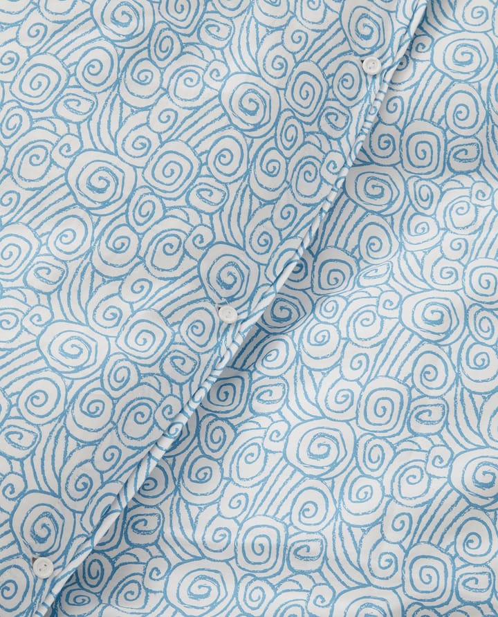 Wave Printed Cotton Sateen bäddset, White-Blue, 1 örngott Lexington