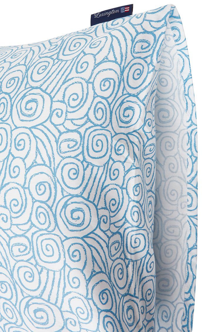 Wave Printed Cotton Sateen örngott 50x60 cm, White-Blue Lexington