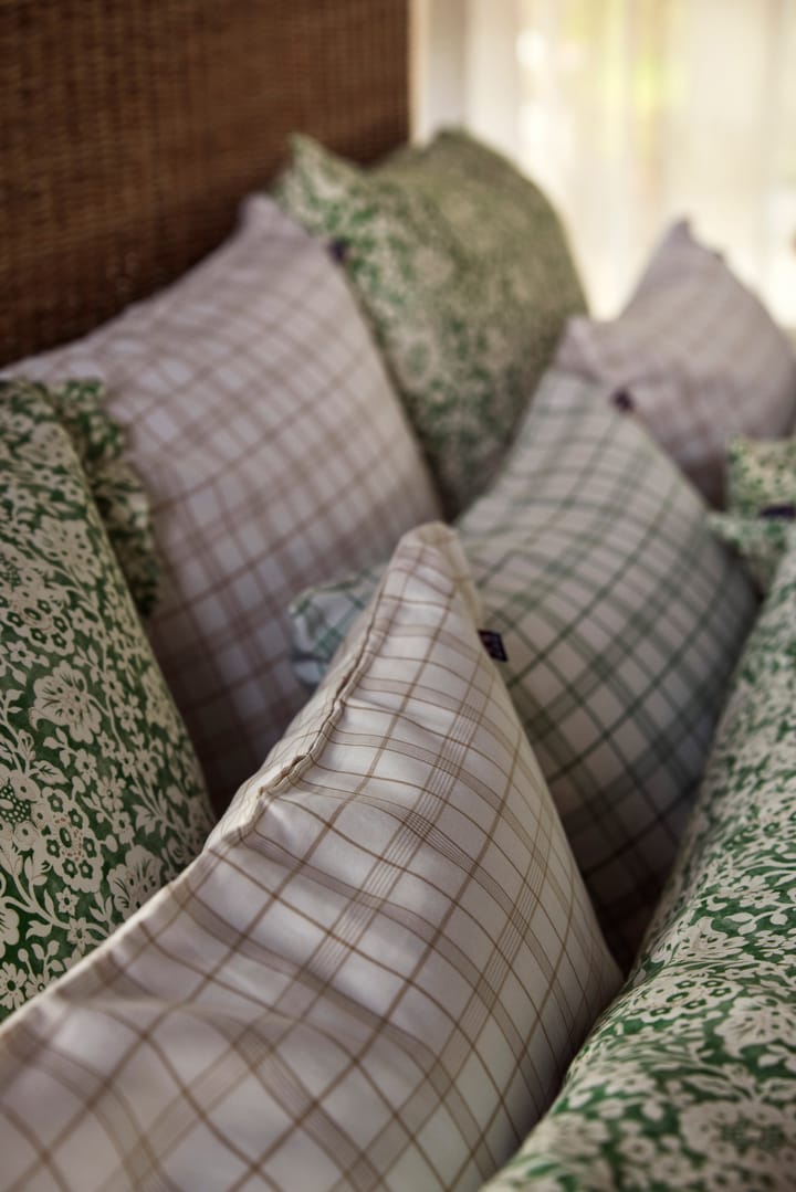 White/Green Checked Lyocell/Cotton bäddset, 50x60 cm, 220x220 cm Lexington