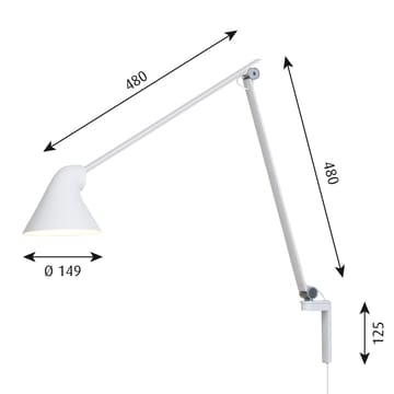 NJP vägglampa lång arm - Vit - Louis Poulsen