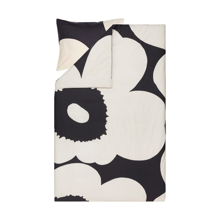 Iso Unikko påslakan 150x210 cm - Charcoal-off white - Marimekko