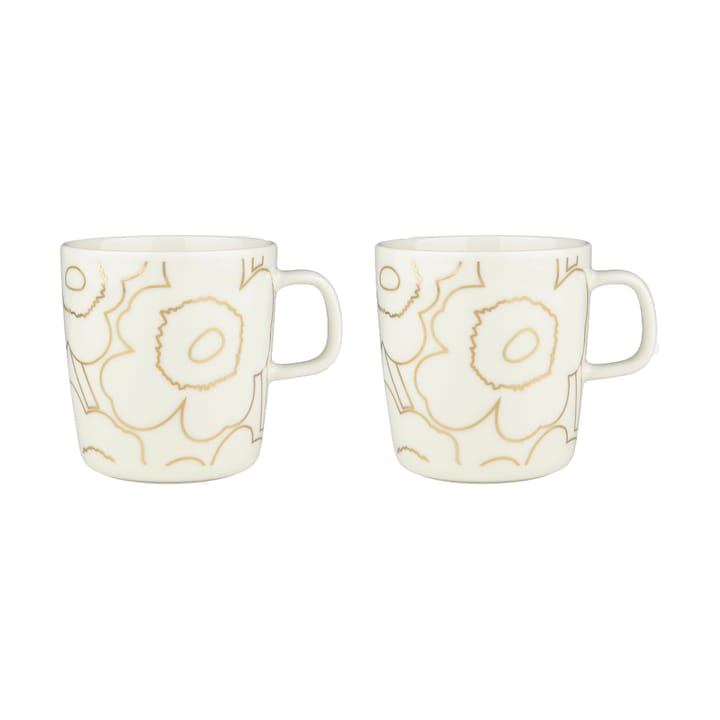 Piirto Unikko mugg 4 dl 2-pack, White-gold Marimekko