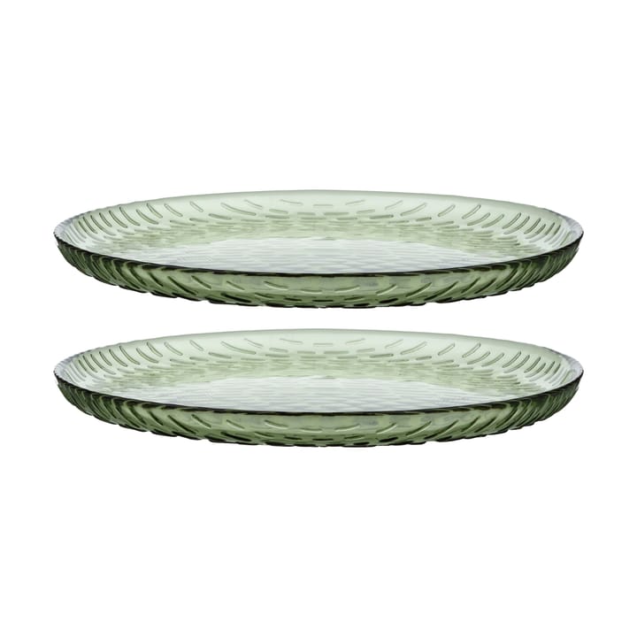 Syksy assiett glas Ø17 cm 2-pack - Olive - Marimekko