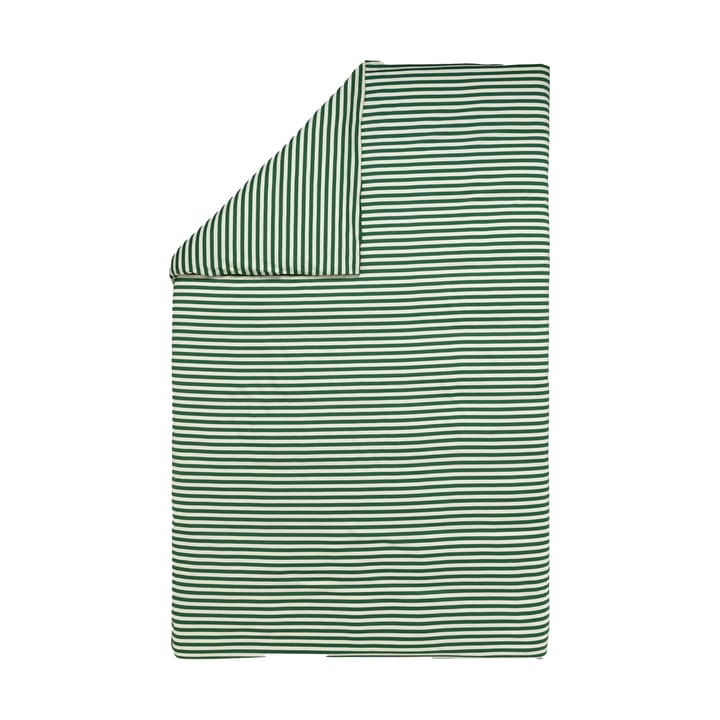 Tasaraita påslakan 150x210 cm - Off white-dark green - Marimekko