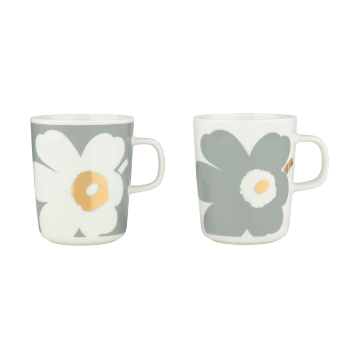 Unikko 60-årsjubileum mugg 25 cl 2-pack - White-light grey-gold - Marimekko