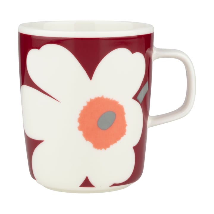 Unikko 60-årsjubileum mugg 25 cl - White-dark cherry-ash grey - Marimekko