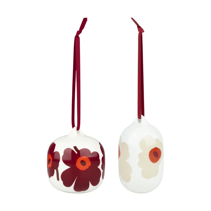 Unikko julkulor 2025 2 delar - White-red-beige - Marimekko