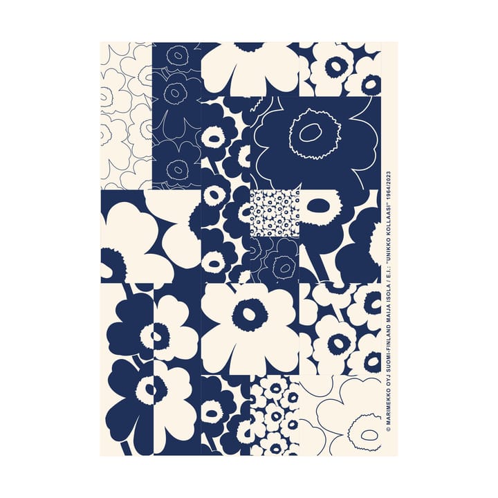 Unikko kollaasi poster 50x70 cm, Off-white-dark blue Marimekko