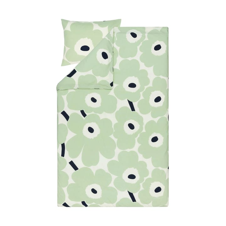 Unikko påslakan 150x210 cm - Off white-sage-dark blue - Marimekko