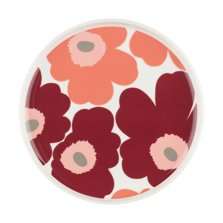 Unikko tallrik Ø20 cm, White-dark cherry-salmon red Marimekko