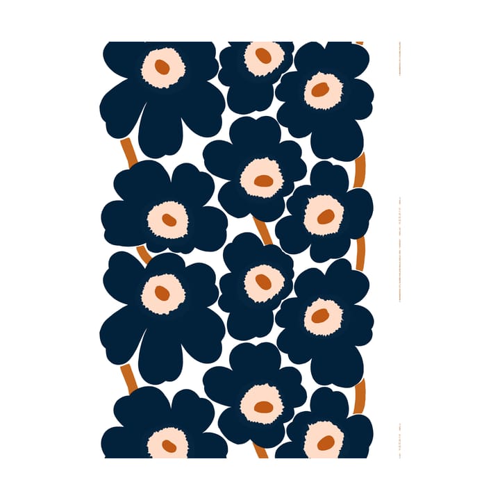 Unikko tyg - White-dark navy-powder-tile - Marimekko