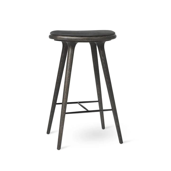 High stool barpall 69 cm - läder svart, sirka grey ek - Mater