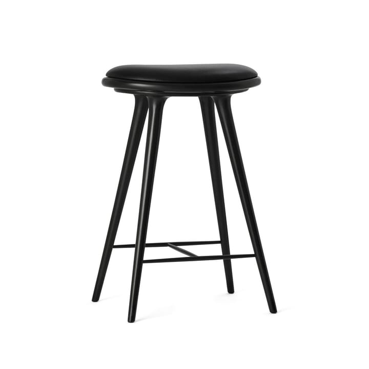 High stool barpall 69 cm - läder svart, stativ i svartbets bok - Mater