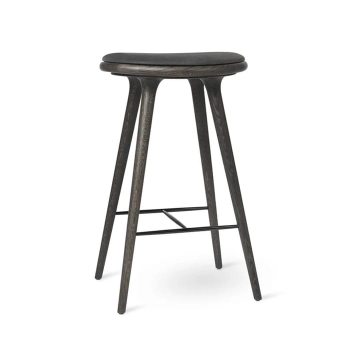 High stool barpall 74 cm, läder svart, stativ i sirkagrey ek Mater