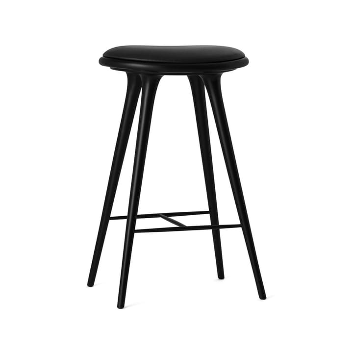 High stool barpall 74 cm - läder svart, stativ i svartbets bok - Mater