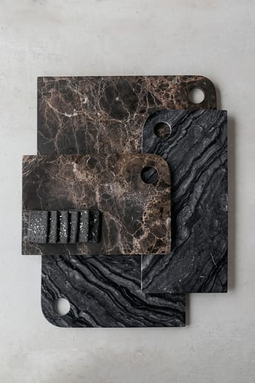 Marble serveringsbricka medium 20x30 cm - Black-grey - Mette Ditmer