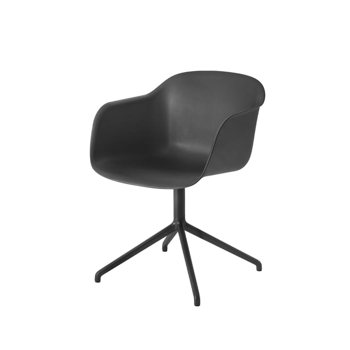 Fiber armchair swivel base with return kontorsstol - Black-anthracite black base - Muuto