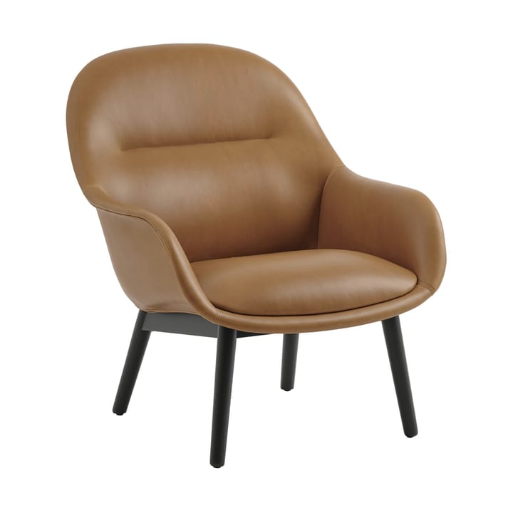 Fiber Lounge fåtölj med ekben - Refine leather cognac-black - Muuto