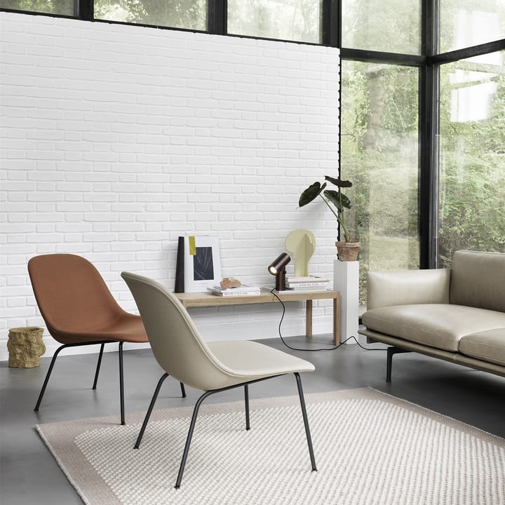 Fiber Lounge stol med stålben, Refine leather cognac-Black Muuto