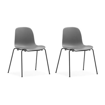 Form Chair staplingsbar stol svarta ben 2-pack, Grå - undefined - Normann Copenhagen