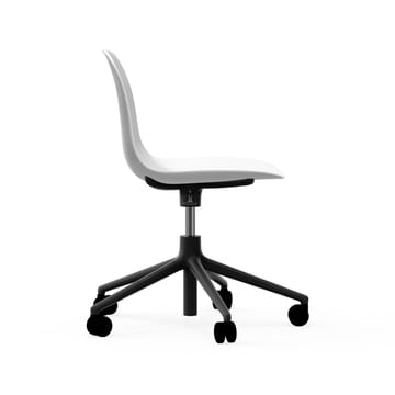 Form chair swivel 5W kontorsstol - vit, svart aluminium, hjul - Normann Copenhagen