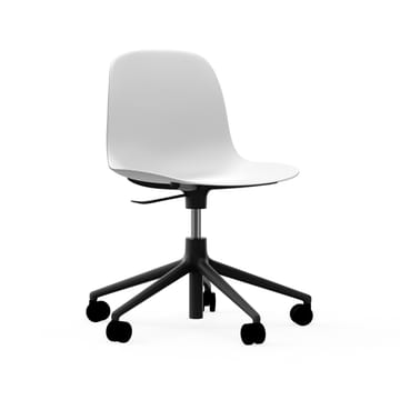 Form chair swivel 5W kontorsstol - vit, svart aluminium, hjul - Normann Copenhagen