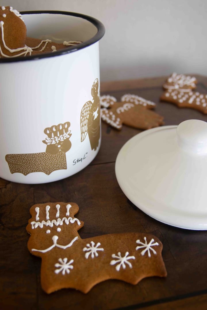 Stig L Gingerbread burk - Vit-guld - Pluto Design