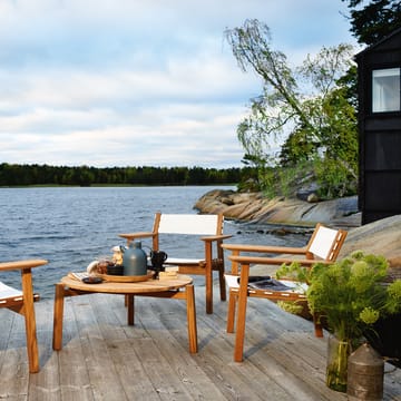 Djurö loungefåtölj - Batyline white, teak - Skargaarden