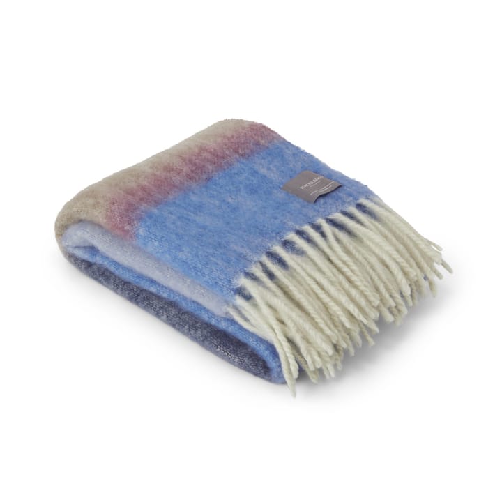 Mohair pläd - Stripe Blue, Azur & Camel - Stackelbergs