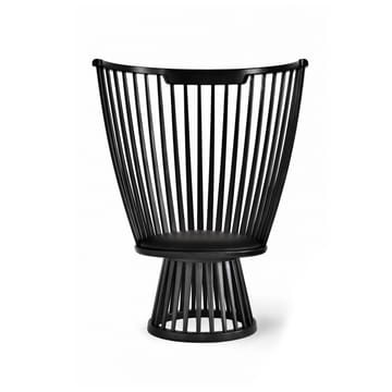 Fan loungestol klädd sits - Black ash-black leather - Tom Dixon