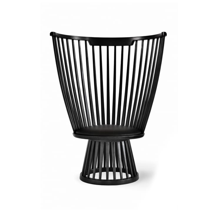 Fan loungestol klädd sits, Black ash-black leather Tom Dixon