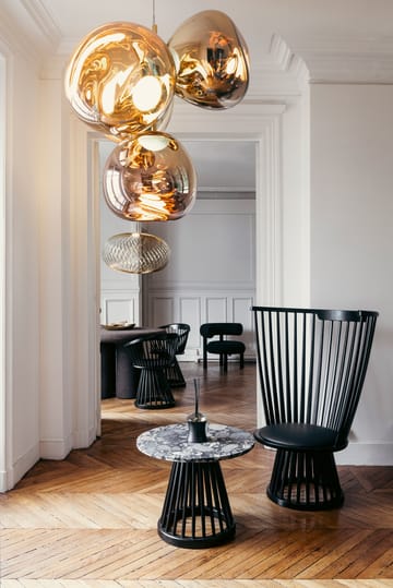 Fan loungestol klädd sits - Black ash-black leather - Tom Dixon