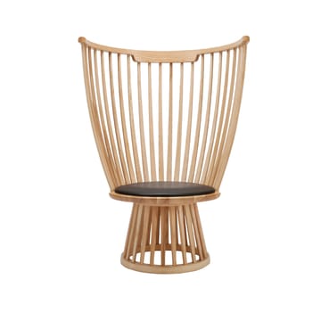 Fan loungestol klädd sits - Natural ash-black leather - Tom Dixon