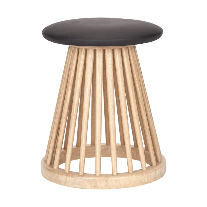 Fan pall 45 cm - Natural oak-black leather - Tom Dixon