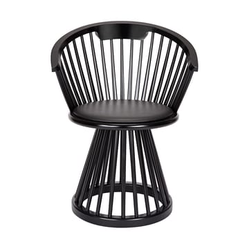 Fan stol klädd sits - Black birch-black leather - Tom Dixon