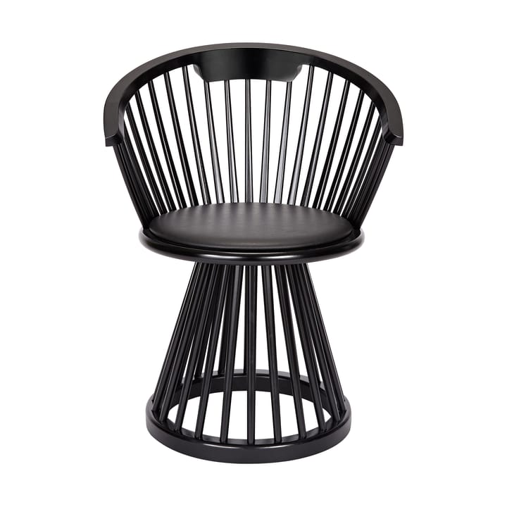 Fan stol klädd sits, Black birch-black leather Tom Dixon