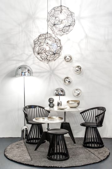 Fan stol klädd sits - Black birch-black leather - Tom Dixon