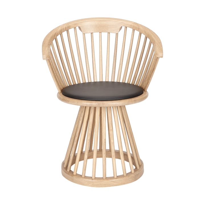 Fan stol klädd sits - Natural oak-black leather - Tom Dixon