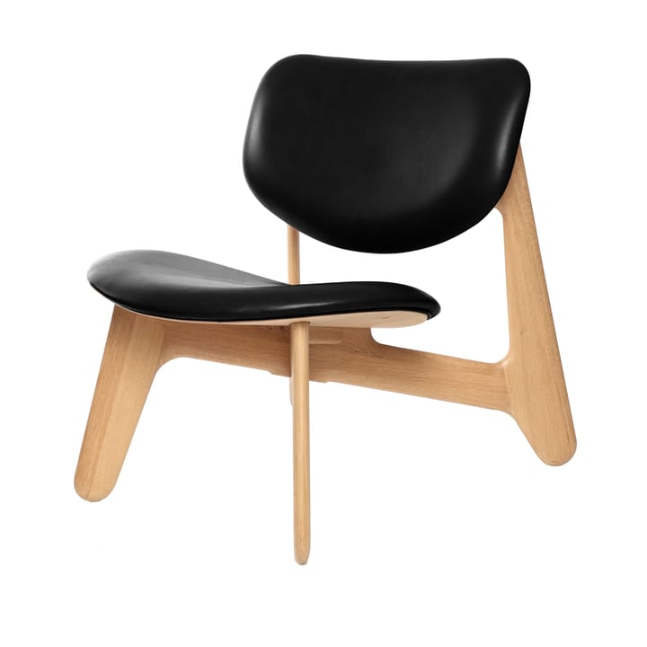 Slab loungestol klädd sits - Natural oak-black leather - Tom Dixon