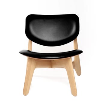 Slab loungestol klädd sits - Natural oak-black leather - Tom Dixon