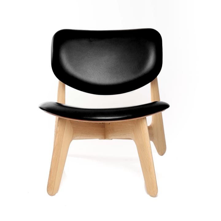 Slab loungestol klädd sits, Natural oak-black leather Tom Dixon