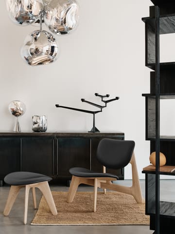 Slab loungestol klädd sits - Natural oak-black leather - Tom Dixon