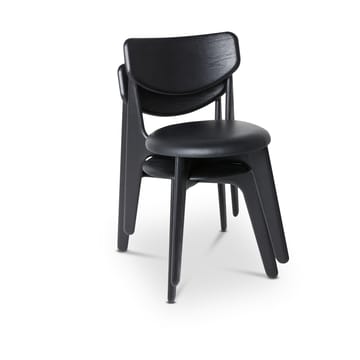 Slab matstol klädd sits - Black oak-black leather - Tom Dixon