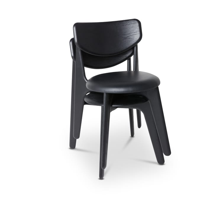 Slab matstol klädd sits, Black oak-black leather Tom Dixon