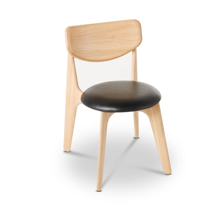 Slab matstol klädd sits - Natural oak-black leather - Tom Dixon